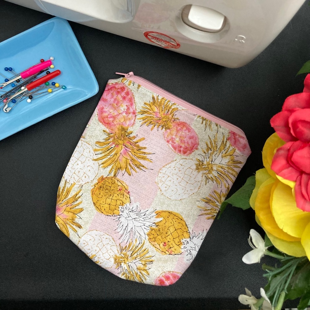 Handmade/Handcrafted Pineapple Reusable Washable Zippered Pouch